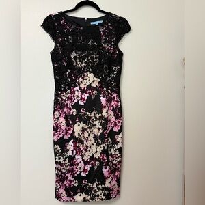 Antonio Melani Y2K crochet floral elegant straight Women's knee length Dress